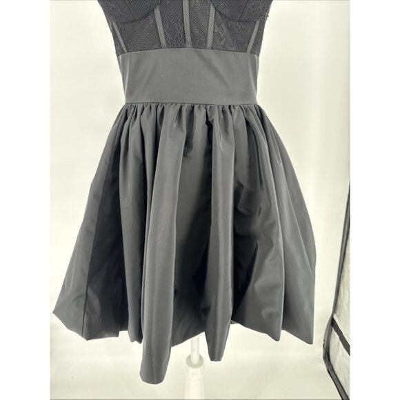 Mac Duggal Size 2 Black Bubble Gathered Taffeta Corset Cocktail Mini Dress - Picture 4 of 7